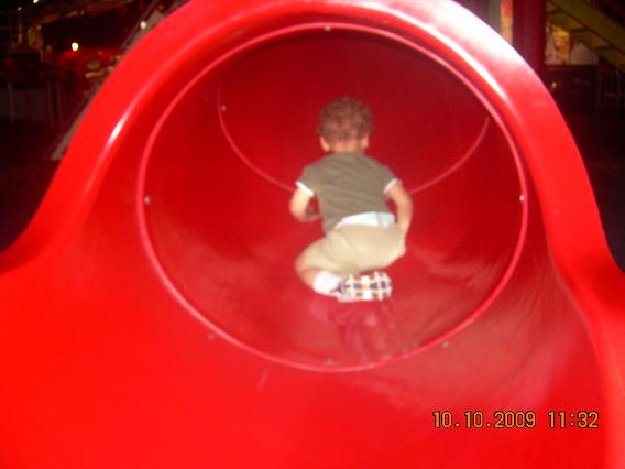 climbing back up the slide